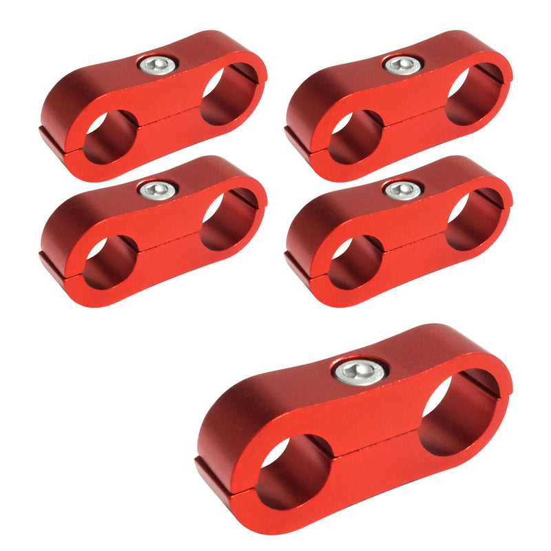 Proflow PFE156-08-12R Billet Aluminium Hose & Tubing Clamp Separators 5 pack, Clamps 13mm -19mm r Red