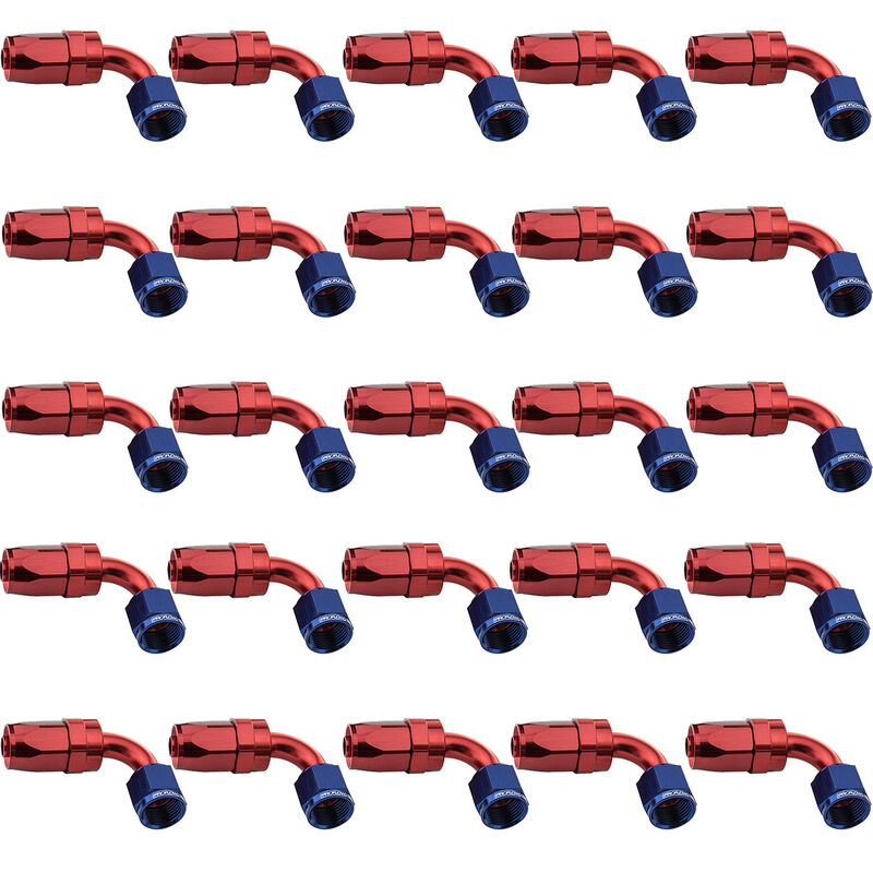 Proflow PFE103-10-25 Bulk Pack 90 Degree Hose End -10AN Hose to Female Blue/Red 25pc
