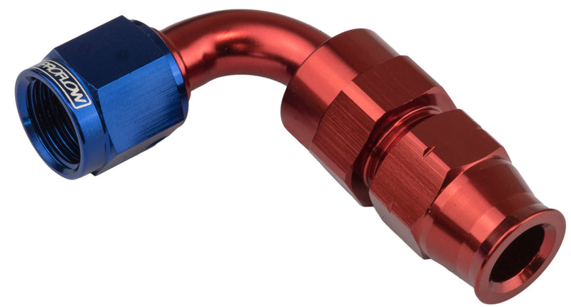 Proflow PFE113-12 3/4in. Tube 90 Degree To Female -12AN Hose End Tube Adaptor Blue/Red