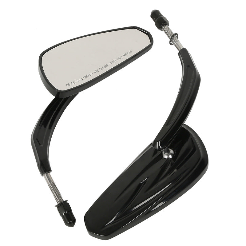 Attitude Inc ATT-XF110865-B Attitude Rearview Mirror Teardrop Black Universal 8mm stud For Harley Sportster Softail Road King Glide Pair