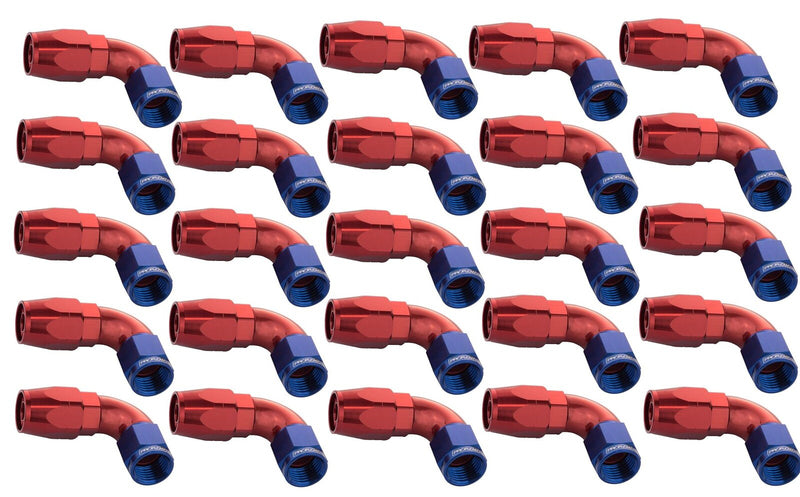 Proflow PFE503-06-25 Bulk Pack Cutter Hose End 90 Degree -06AN Blue/Red 25pc