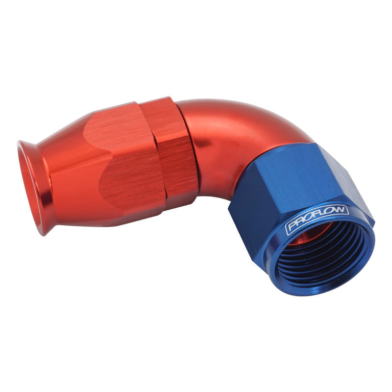 Proflow PFE573-08RB 90 Degree Fitting Hose End AN8 Suit PTFE Hose Red/Blue
