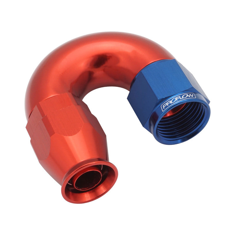 Proflow PFE576-06RB 180 Degree Fitting Hose End AN6 Suit PTFE Hose Red/Blue