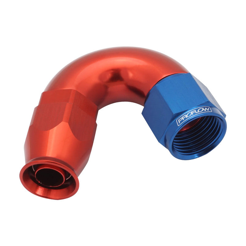 Proflow PFE575-08RB 150 Degree Fitting Hose End AN8 Suit PTFE Hose Red/Blue
