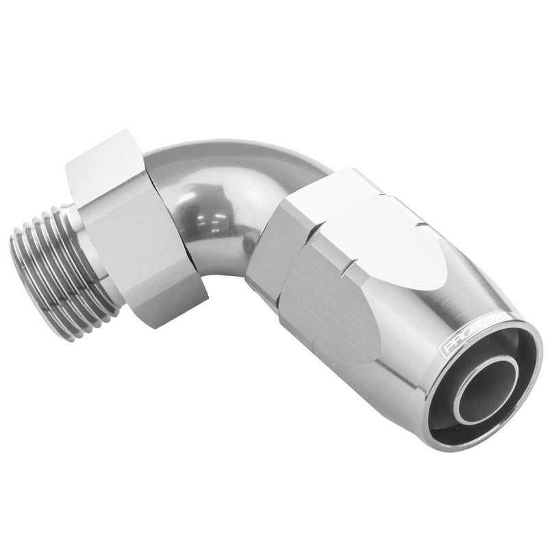 Proflow PFE549-08-10HP 90 Degree Fitting Hose End -08AN Orb Male To -10AN Polished