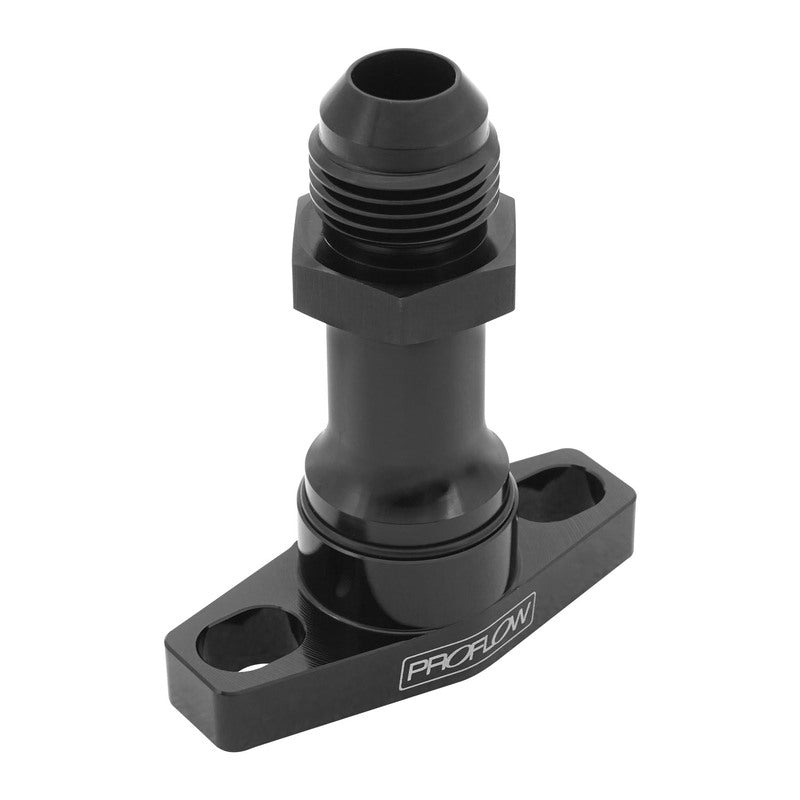 Proflow PFE675BK-L Adapter Turbo Oil Drain 70mm Long 38-44mm GT Aluminium Adaptor -08AN Female Black