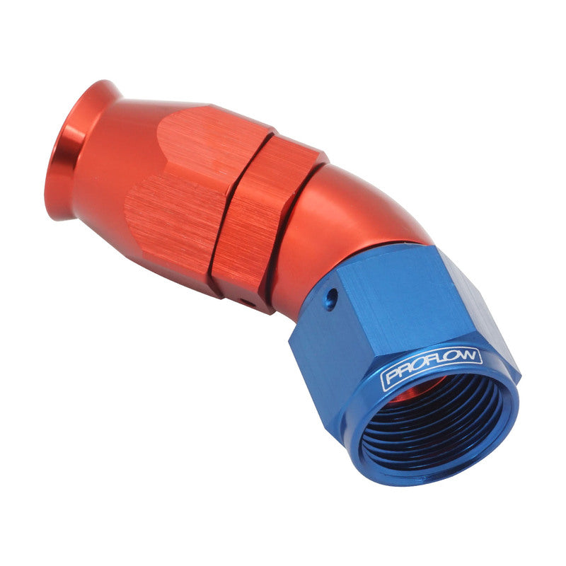Proflow PFE572-10RB 45 Degree Fitting Hose End AN10 suit PTFE Hose Red/Blue