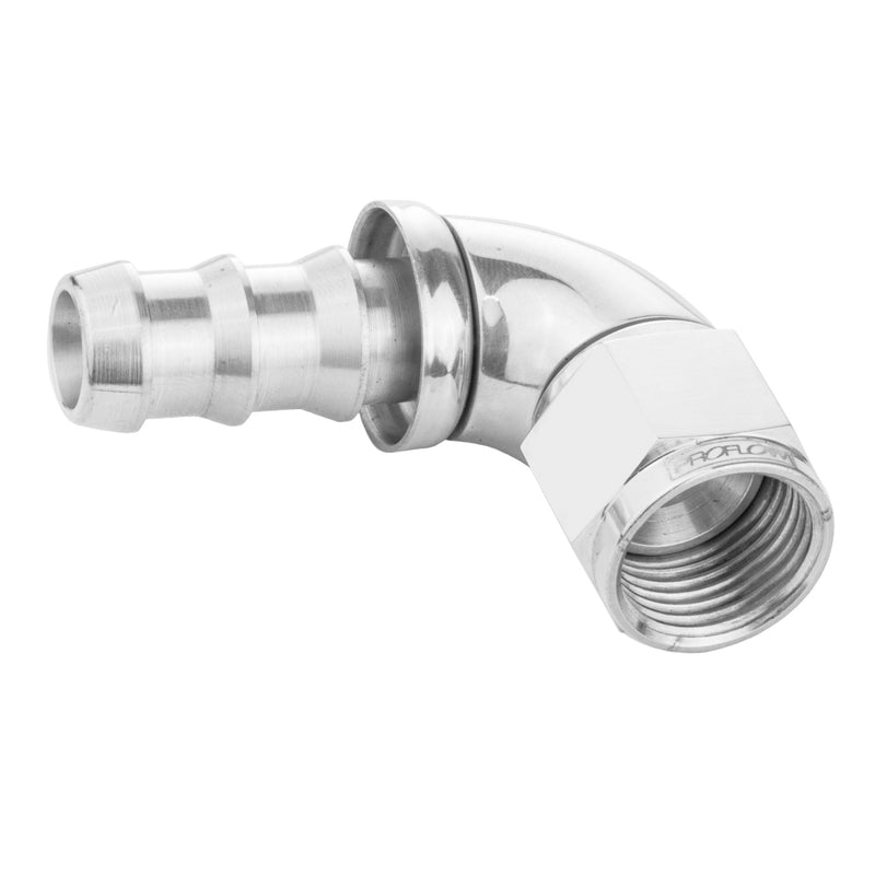 Proflow PFE513-06-05HP 90 Degree Fitting Hose End Full Flow 5/16in. Barb to Female -06AN Polished