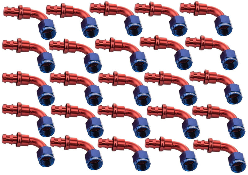 Proflow PFE403-06-25 90 Degree Push Lock Hose End Barb 3/8'' To Female -06AN Polished