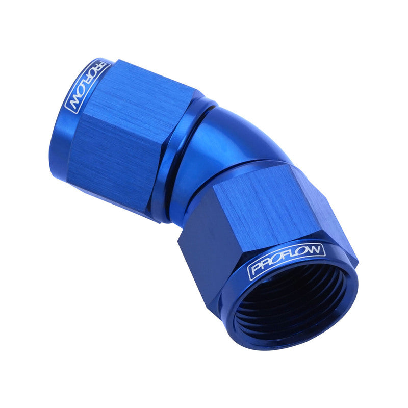 Proflow PFE534-04 45 Degree Female Flare Union Full Flow Swivel Hose End -04AN Blue