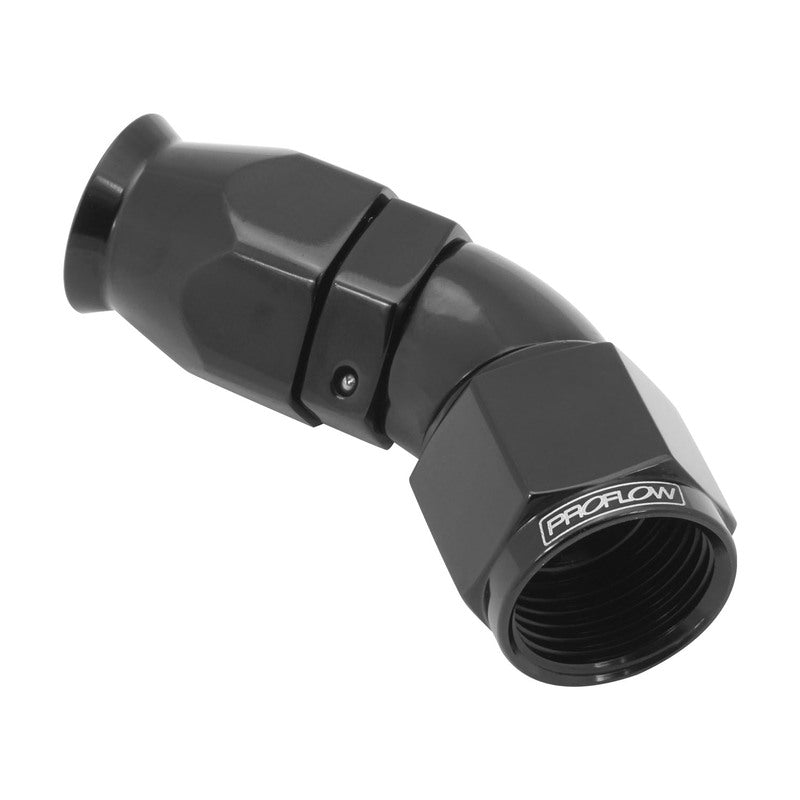 Proflow PFE572-08BK 45 Degree Fitting Hose End AN8 Suit PTFE Hose Black