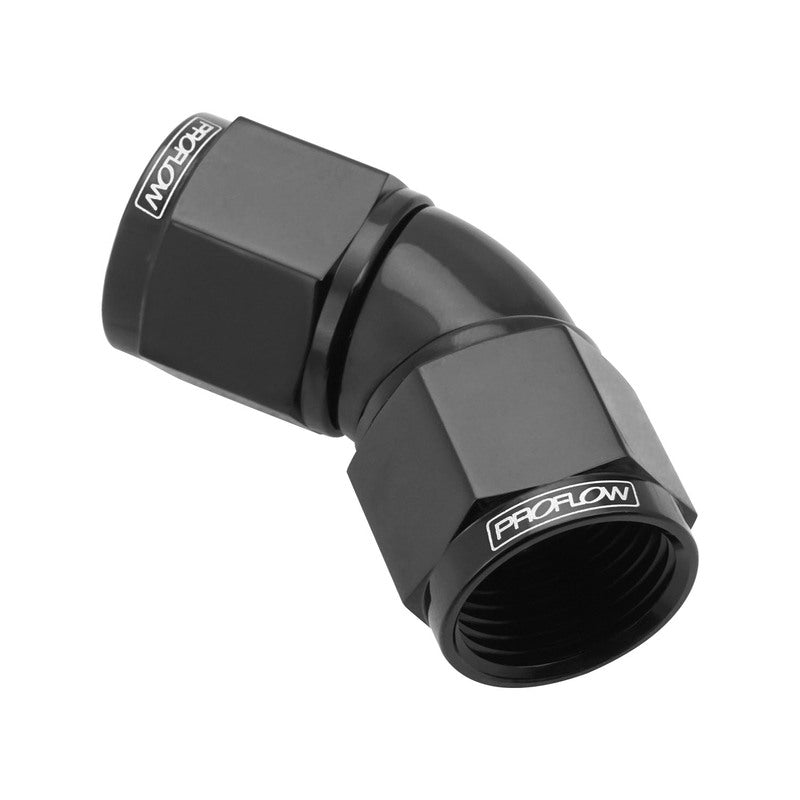 Proflow PFE534-03BK 45 Degree Female Flare Union Full Flow Swivel Hose End -3AN Black