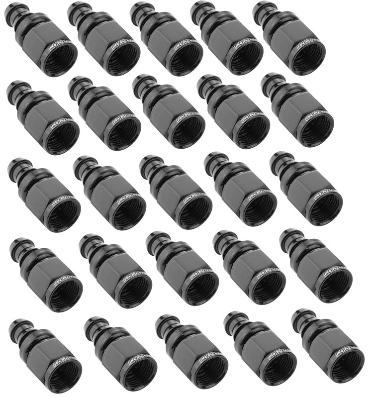 Proflow PFE401-06BK-25 Bulk Pack Straight Push On Hose End -06AN Black 25pc