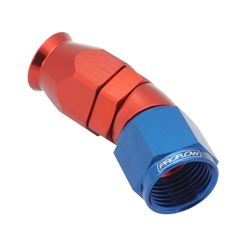 Proflow PFE577-08RB 30 Degree Fitting Hose End AN8 Suit PTFE Hose Red/Blue