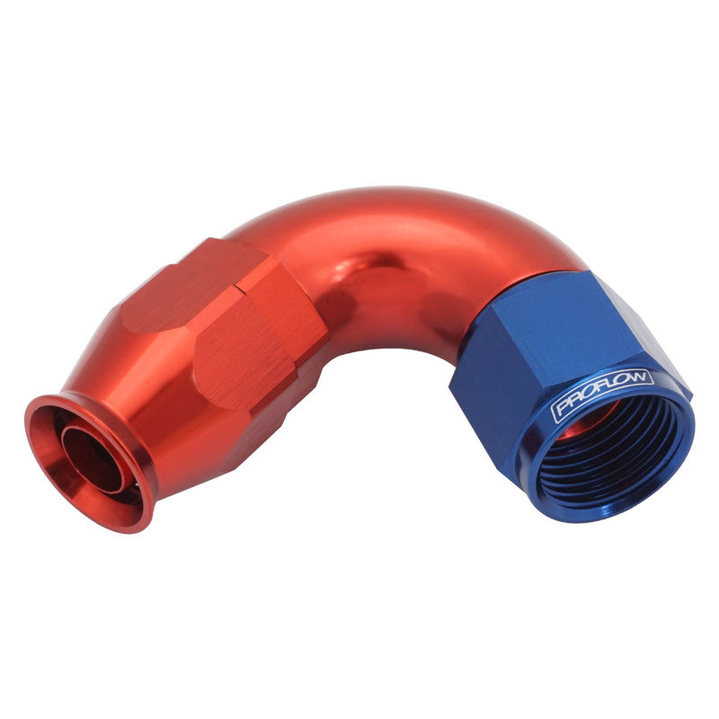 Proflow PFE574-08RB 120 Degree Fitting Hose End AN8 Suit PTFE Hose Red/Blue