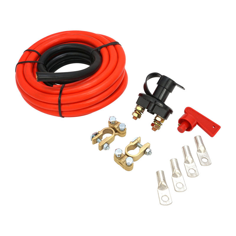 Proflow PFEBT-900 Battery Relocation Kit 5m Red 1m Black Battery Cables Battery Terminals Side Post Adapter Isolator Switch 12V 250A