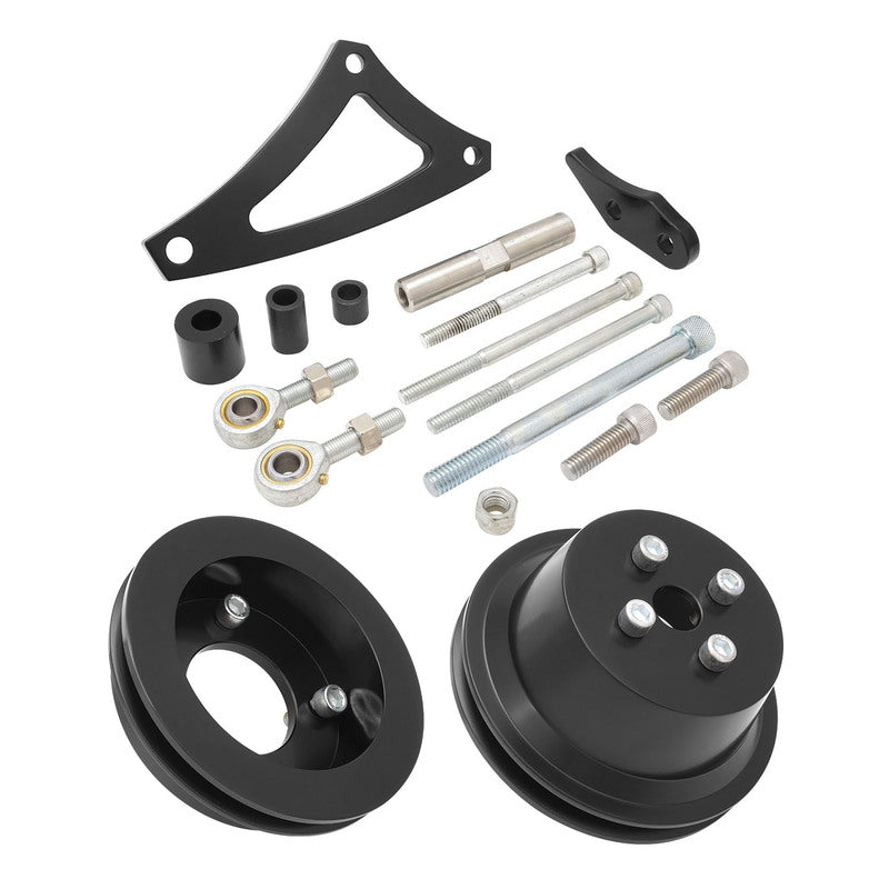 Proflow PFEABBBF01BK-KIT V Belt Drive & Alternator Bracket Kit Black Anodised Aluminium For Ford BB 429-460 Drivers Side Low Mount Black