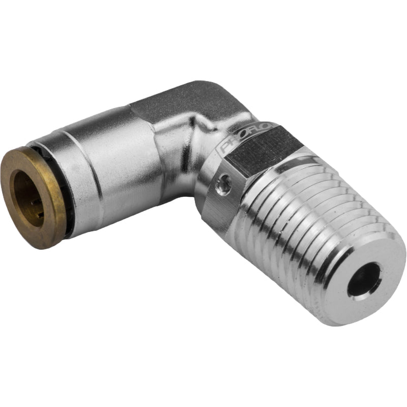 Proflow PFE853-03S Fitting Push To Connect Nylon Tube 90 Degree 1/4in. Nylon Tube To 1/8in. NPT Silver