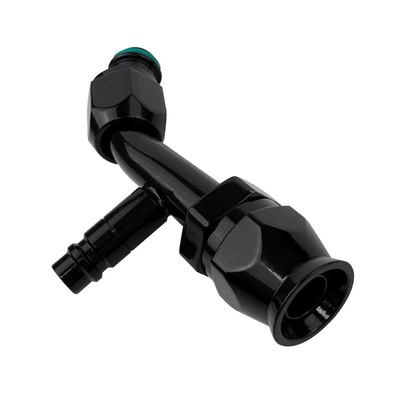 Proflow PFEAC102-08CPBK Hose End Air Conditioning 304 Stainless 45 Degree Female O-Ring Pilot -08AN W/Charge Port Black