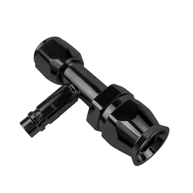 Proflow PFEAC101-06CPBK Hose End Air Conditioning 304 Stainless Straight Female O-Ring Pilot -06AN W/Charge Port Black