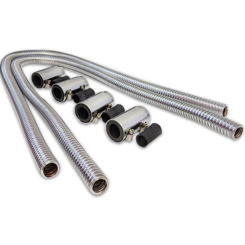 Proflow PFECHR44 Heater Hose Flexible Stainless Steel Chrome Kit 44in. Length
