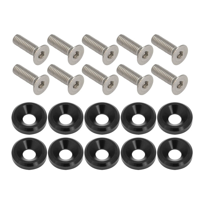 Proflow PFE900-03BK Billet Dress Up & Fender Washer Kits 1/4'' UNC x 3/4'' Black 10-Pack