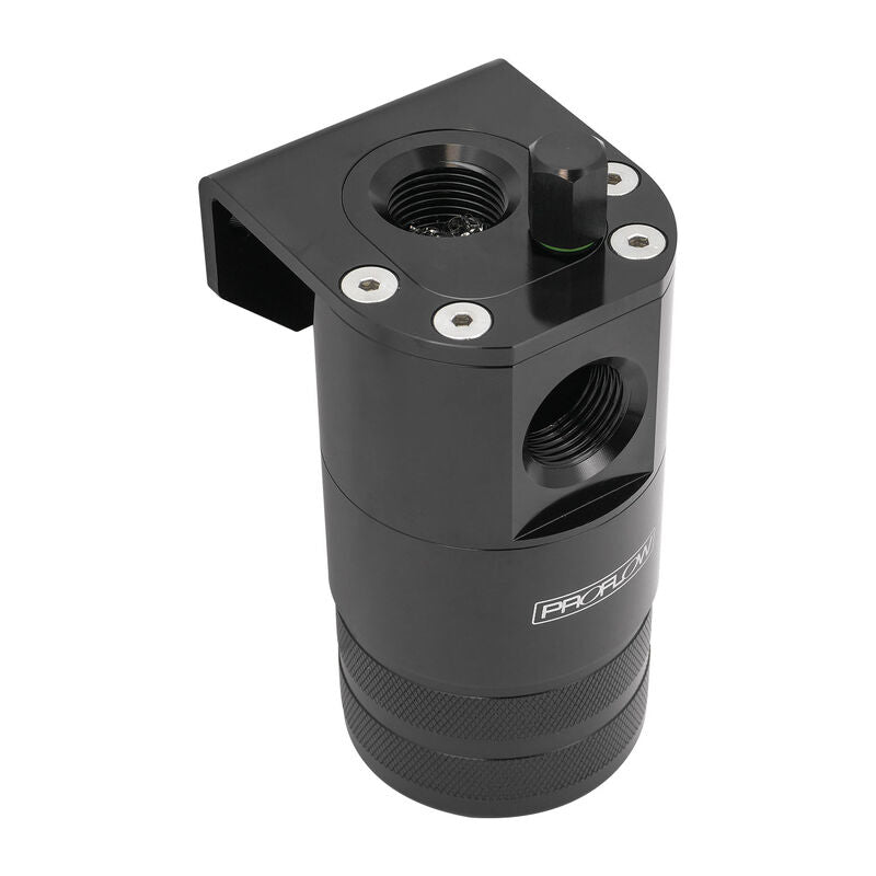 Proflow PFECC5-BK Inline Air / Oil Separator Catch Can Baffled AN10 ORB Billet Aluminium Universal Black
