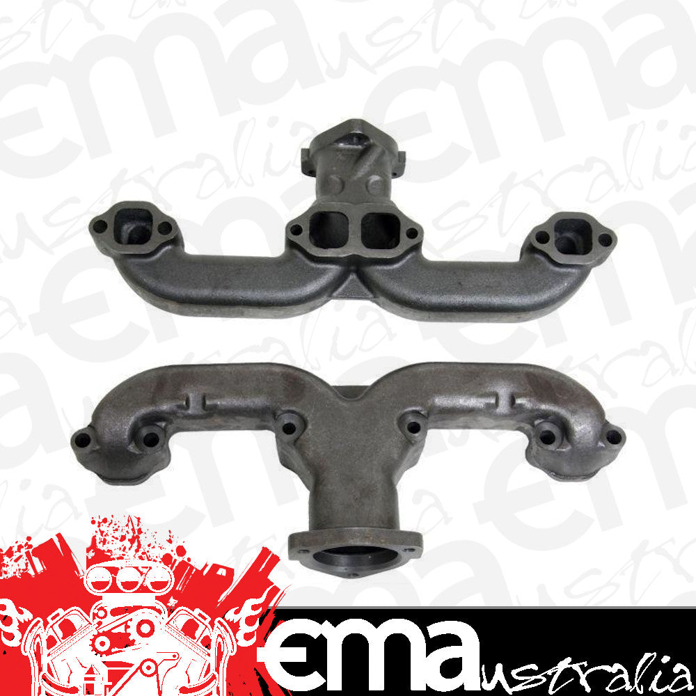 Cal Customs CAL4455 Chevy Rams Horn Style Cast Iron Exhaust Manifold Chev Small Block 1955+