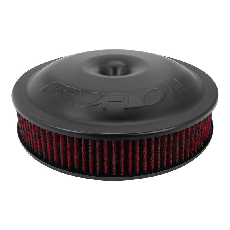 Proflow PFEAF-143RABK Air Filter Assembly 14in. Diameter x 3in. Height Race Spun Aluminium Black 5-1/8 in. Recessed Base