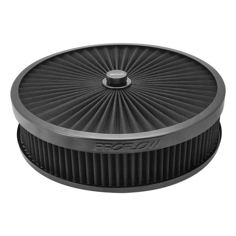 Proflow PFEAF-350076B-SN Air Filter Assembly For Holley EF Sniper Series Flow Top Round Black 14'' x 3" Suit 5-1/8in. Neck Recessed Base