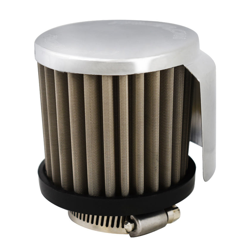 Proflow PFEAF-7525 Breather Filter Clamp On W/Shield 75mm High Rubber Base Suit 1.5in. Tube Chrome
