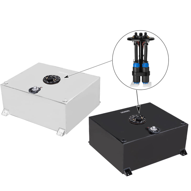 Proflow PFEFCA019 Fuel Cell EFI Baffled Tank Kit 20G (78L) Aluminium Black 620 x 510 x 260mm In tank Fuel Pump Module & 2x 340LPH Pumps