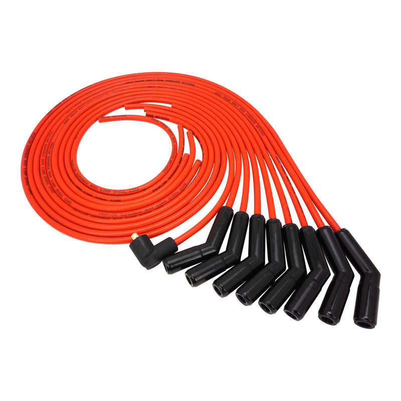 Proflow PFE-L85135RC SuperMax Wire Ignition Lead Kit 8.5mm Spiral Core Red Ceramic 135 Deg Plug Hei & Socket Cap Universal V8 with Separator Set