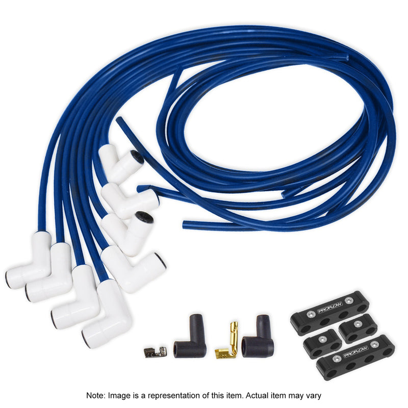 Proflow PFEIGLS598BL Spark Plug Pro Lead Wires White Ceramic Spiral Core 8.8mm Blue 90 degree Boots Universal V8 Set