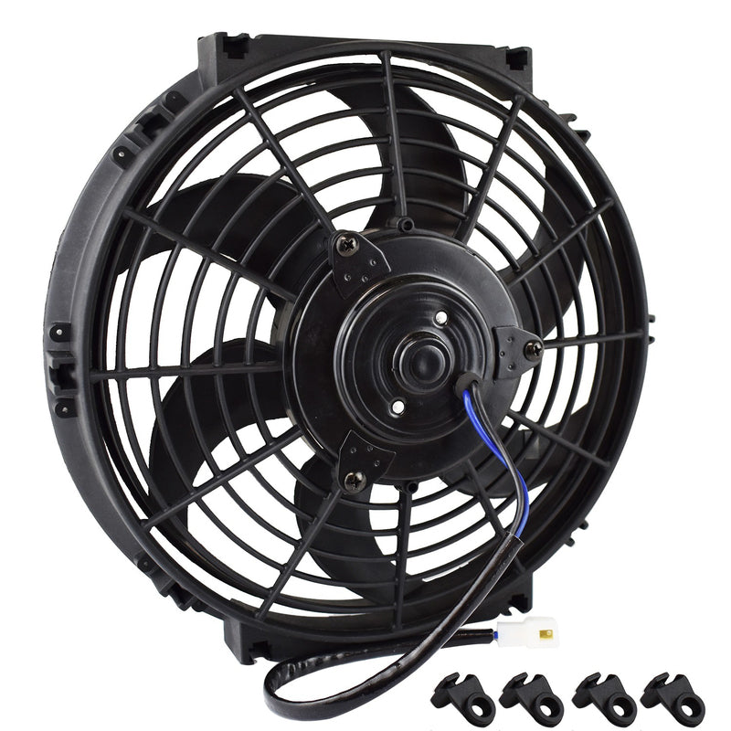 Proflow PFERF100 Electric Fan Cooling Curved Black Single 10 " Diameter Reversible 850 cfm Black Plastic