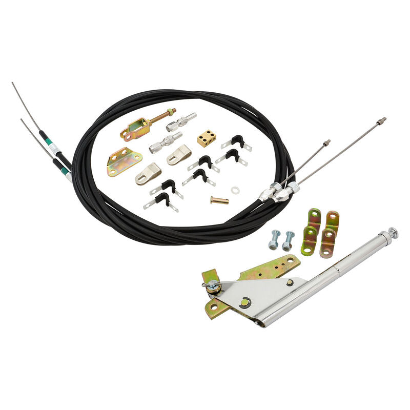 Proflow PFEHBK Universal Emergency Hand Brake Kit Floor Mount Chrome with Cable Mounting Kit