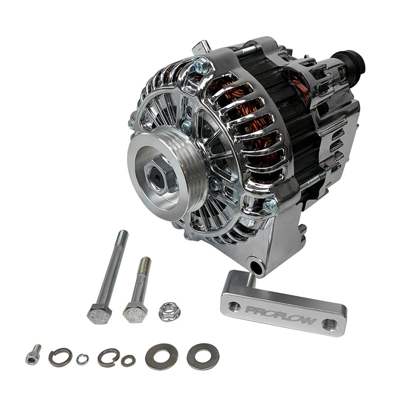 Proflow PFEPM38247-RB Alternator Power Spark Conversion Kit For Nissan & Holden RB25/RB26/RB30 140amp Alternator Brackets & Pulley Chrome Kit