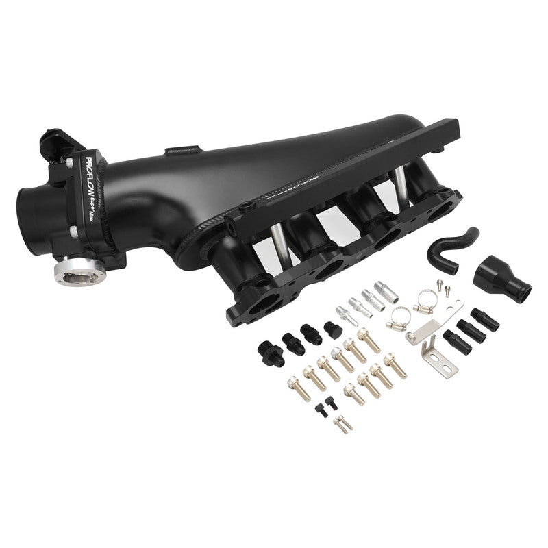 Proflow PFEM67520BK Intake Manifold Kit For Nissan SR20 S14/S15 Fabricated Aluminium Black 76mm Throttle Body Fuel Rail Kit
