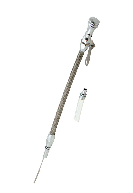 Proflow PFE-R5003 Engine Dipstick Braided Stainless Steel Aluminium Finish Handle For Chevrolet Big Block Each