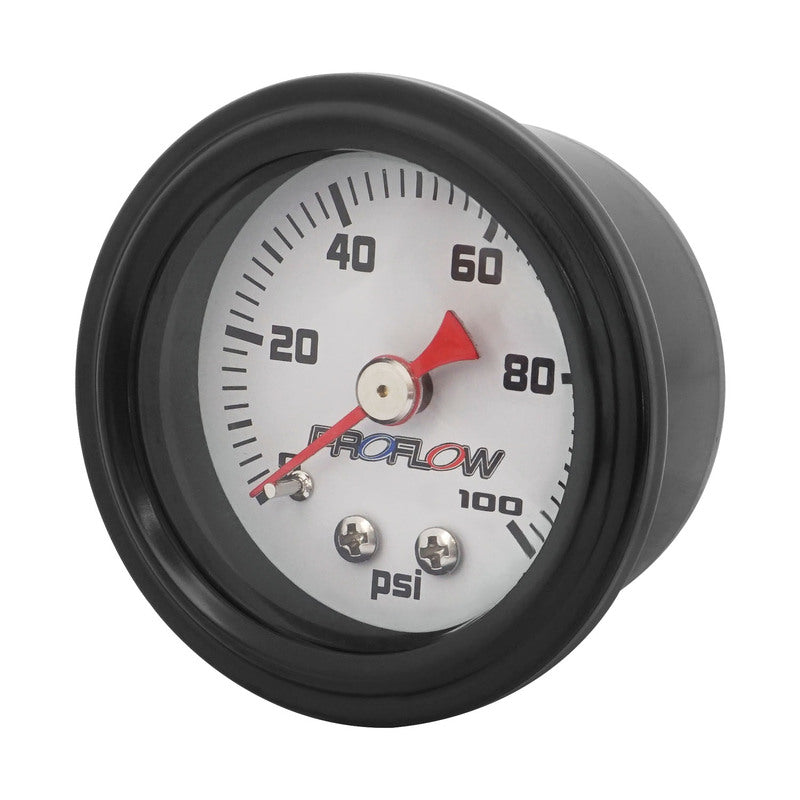 Proflow PFEFG-100-2 Fuel Pressure Gauge 0-100PSI Stainless Steel Black Body/White Face 40mm Each