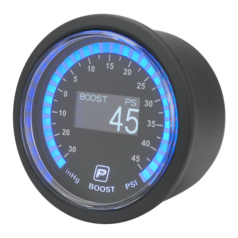 Proflow PFEGA-1001 Pro Series Digital Electrical Boost/Vacuum Gauge 52mm -14.5-45 PSI w/Sensor LED Backlight