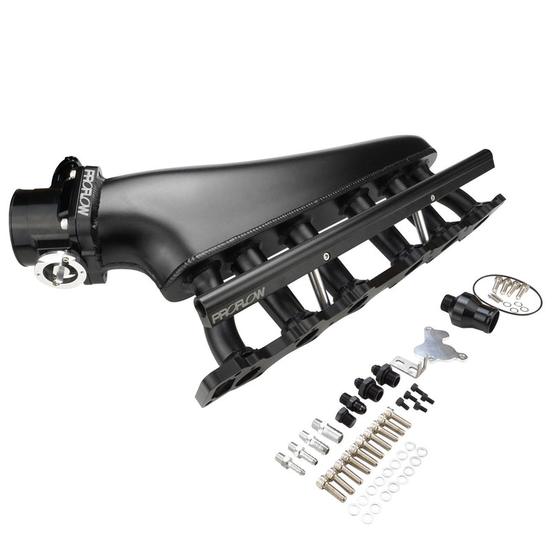 Proflow PFEM67530BK Intake Manifold Kit Fabricated Aluminium Black For Nissan Commodore RB30 Inlet Plenum 90mm Throttle Body Fuel Rail Kit