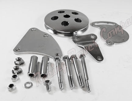 Proflow PFEPSB450C Power Steering Brackets Mounting kit Type II Bracket with Pulley Chrome SB Chev