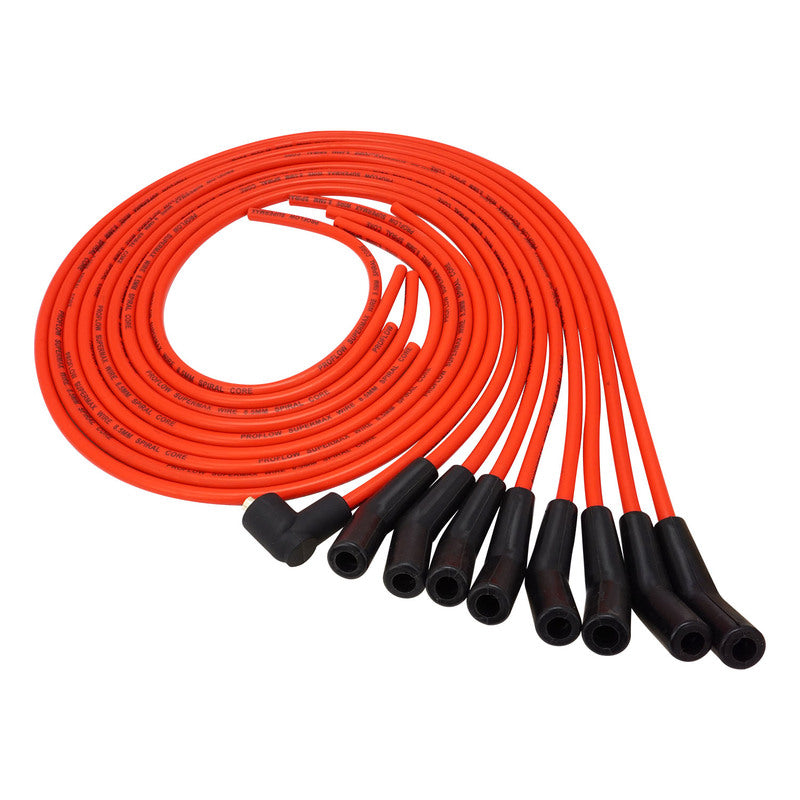 Proflow PFE-L85135R SuperMax Wire Ignition Lead Kit 8.5mm Spiral Core Red 135 Deg Plug Hei & Socket Cap Universal V8 with Separator Set
