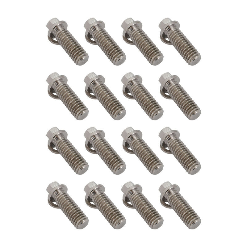 Proflow PFEEHBST-1 Header Bolts 5/16'' Hex Head Tight Access 3/8''-16 x 1.00'' Stainless SS304 0.527'' OD Washers Set of 16
