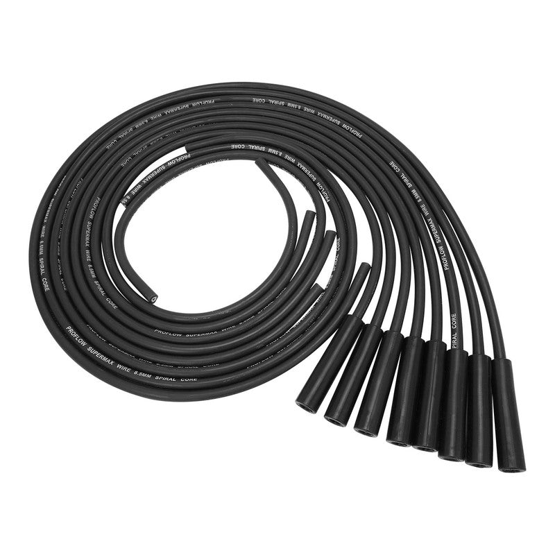 Proflow PFE-L85LSCTFBK SuperMax Wire Ignition Lead Kit 8.5mm Spiral Core Black Coil Relocation Kit Cut To Length LS Chevrolet Holden Commodore Set