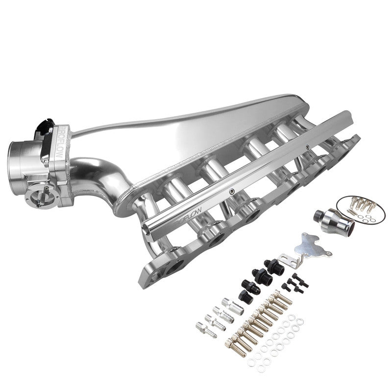 Proflow PFEM67530 Intake Manifold Kit Fabricated Aluminium Polished For Nissan Commodore RB30 Inlet Plenum 90mm Throttle Body Fuel Rail Kit