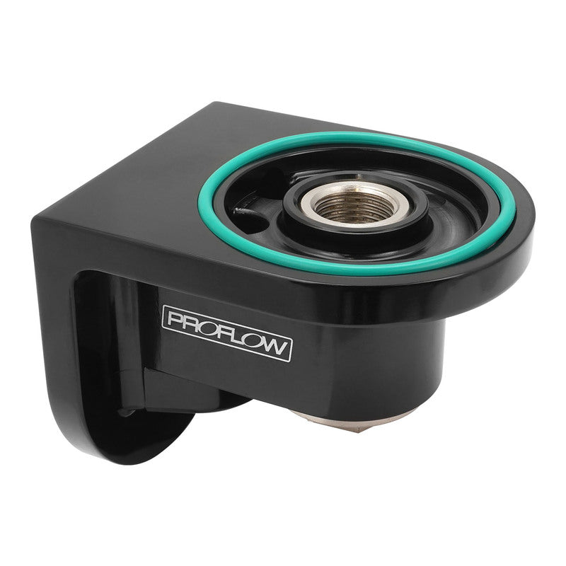 Proflow PFEOS-OB2290 90 Degree Oil Filter Adaptor Billet 3/4''-16 Thread Suits All Traditional Ford V8 Black Anodised