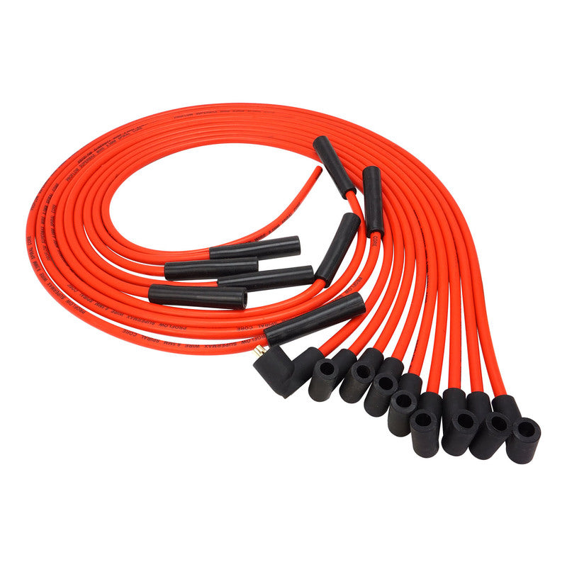 Proflow PFE-L851890R SuperMax Wire Ignition Lead Kit 8.5mm Spiral Core Red Dual Fit Straight & 90 Deg Plug Hei & Socket Cap Universal V8 with Separators