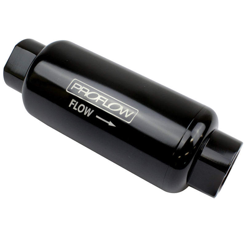 Proflow PFEFS301B-10 Fuel Filter Inline Mount 10 Microns Billet Aluminium Black Anodised 140mm length -10 AN Inlet/Outlet